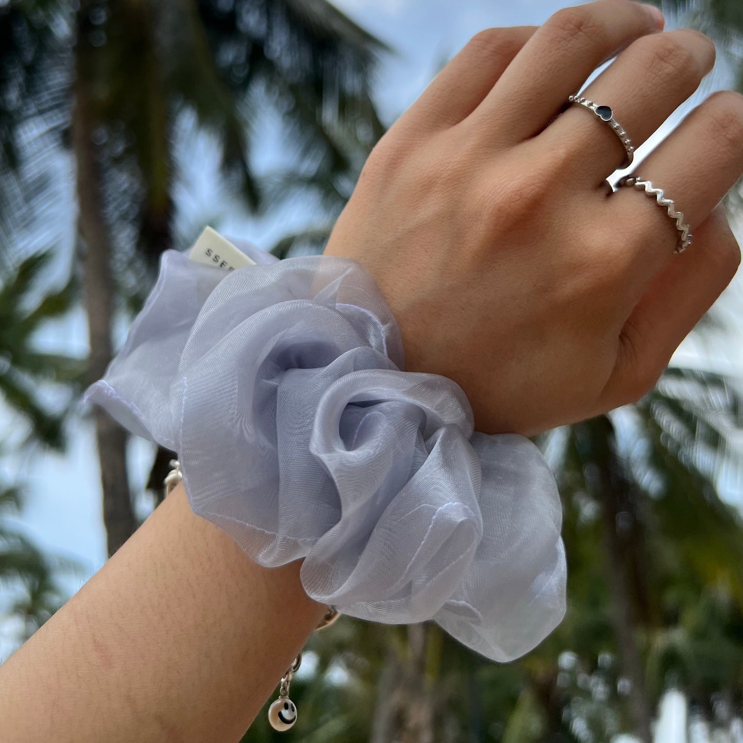 lulu xl scrunchies organza silk - front and back hand by sserafim