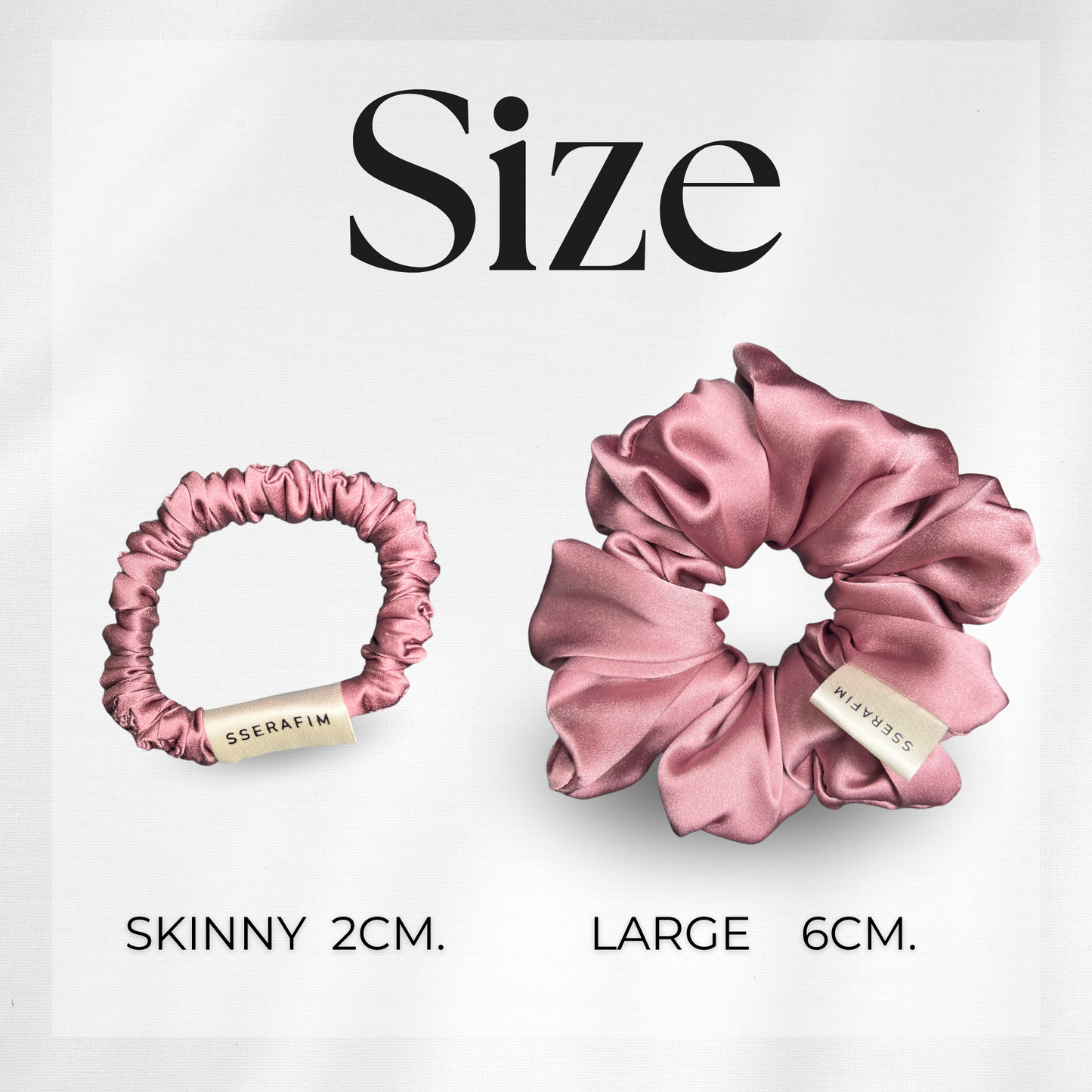 size mulberry silk scrunchies large and skinny - front by sserafim