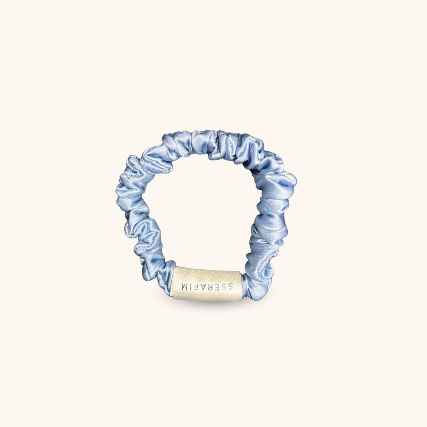 skinny mulberry silk scrunchies blue color - front by sserafim