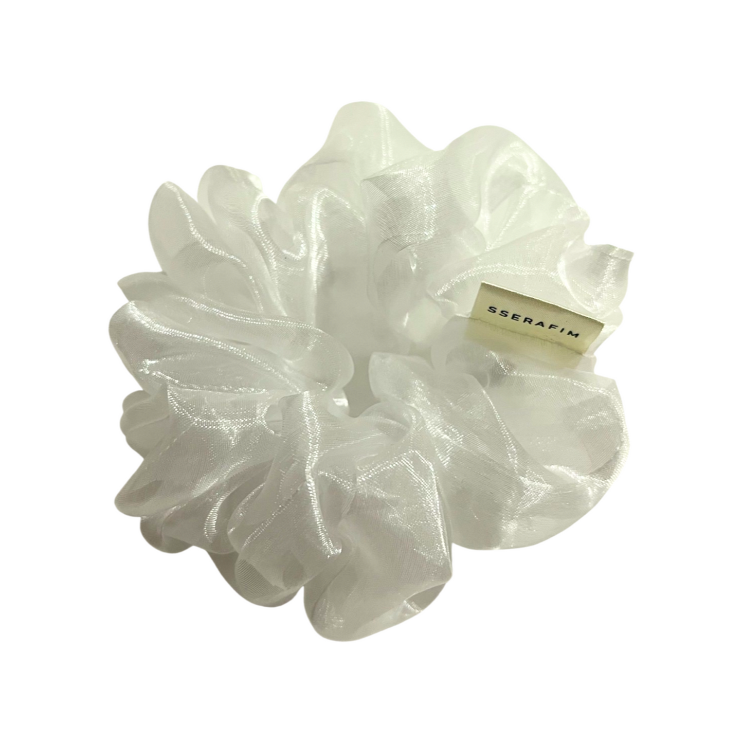 aarvo scrunchies organza silk in white-front by sserafim