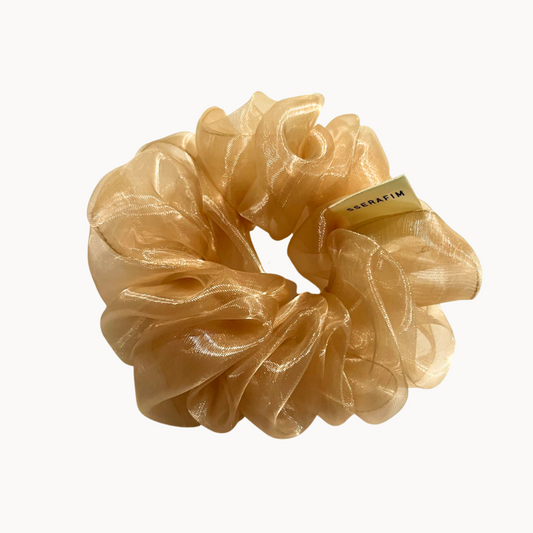 seoul xl size scrunchies organza silk sand - front by sserafim