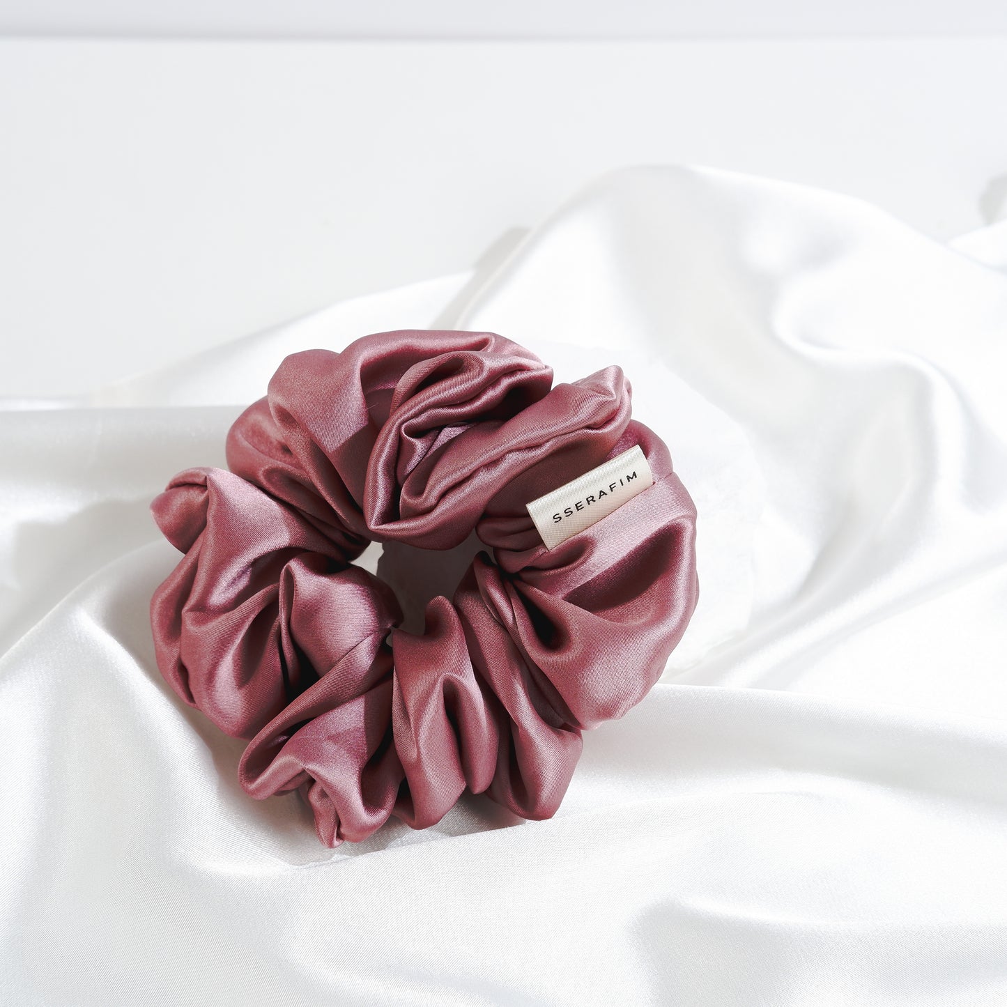 large mulberry silk scrunchies purple color back and front sserafim