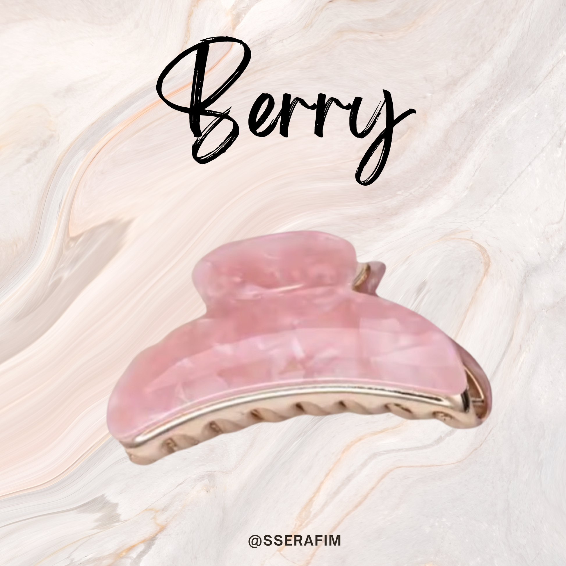 marble hair clawclips large size pink color - front by sserafim