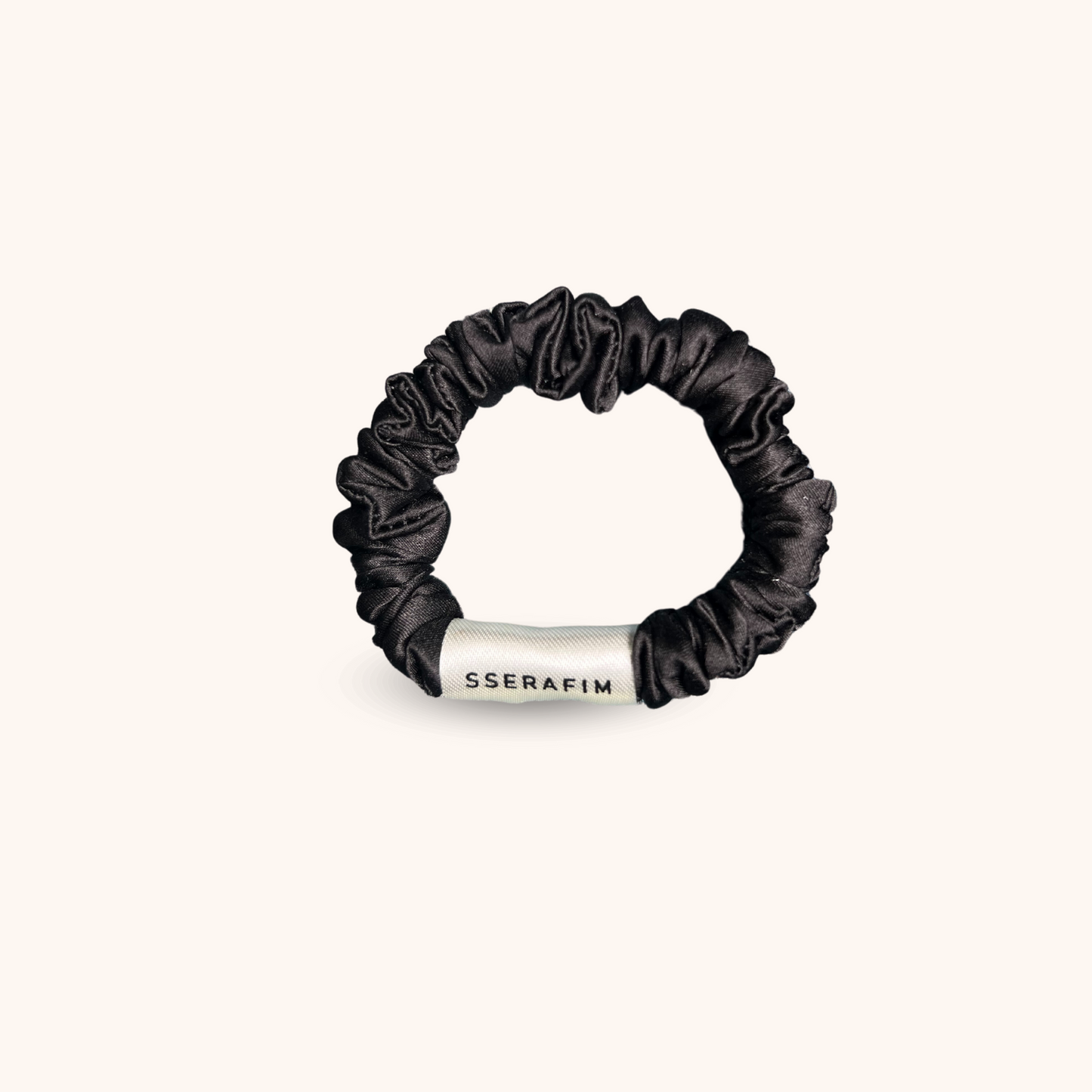 skinny mulberry silk scrunchies black color - front by sserafim
