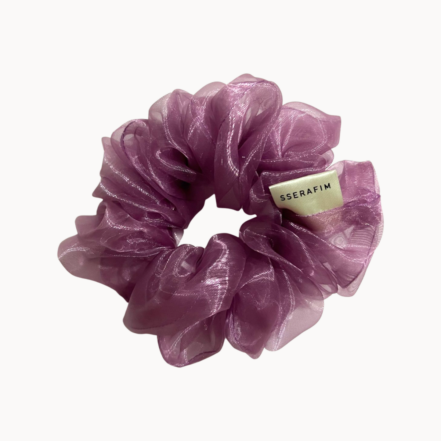 rome xl size scrunchies organza silk purple color - front by sserafim